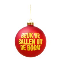 2 Snollebollekes Kerstballen: 'Stropdas' en 'Beuk de ballen', 10cm - afbeelding 2