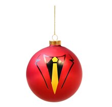 2 Snollebollekes Kerstballen: 'Stropdas' en 'Beuk de ballen', 10cm - afbeelding 3