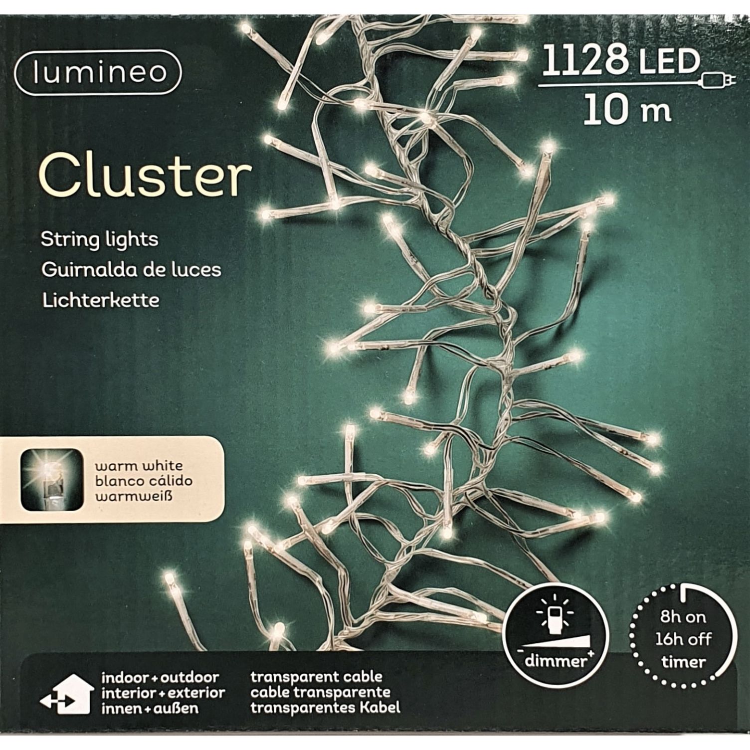 Clusterverlichting lumineo 1128-lamps LED 'warm wit ' transparante snoer