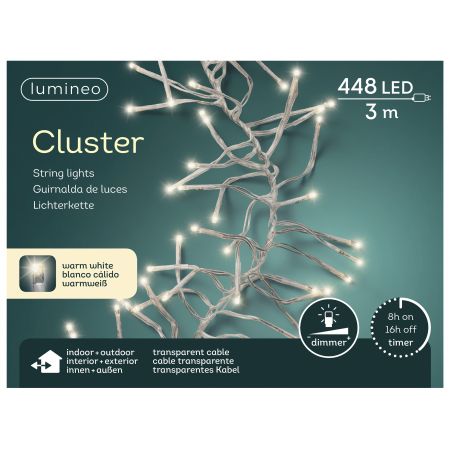 Clusterverlichting lumineo 448-lamps  LED   'warm wit ' transparante snoer - afbeelding 1
