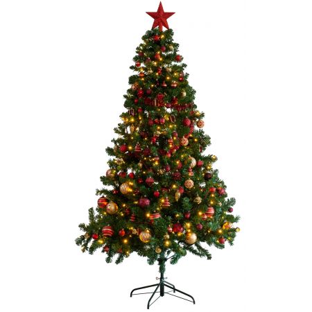 Kunstkerstboom Imperial Pine 180cm, met goudkleurige decoratie en lampjes