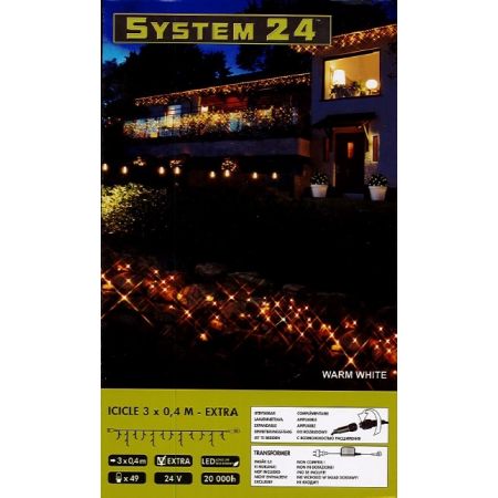 System-24 koppelbare ijspegelverlichting 49 lamps warm wit, 300x40cm - afbeelding 1