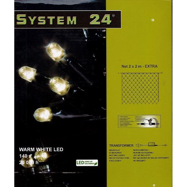 System-24 koppelbare netverlichting 140 lamps warm wit, 200x200cm