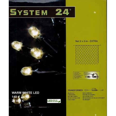 System-24 koppelbare netverlichting 140 lamps warm wit, 200x200cm - afbeelding 1