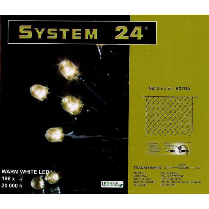 System-24 koppelbare netverlichting 196 lamps warm wit, 300x300cm