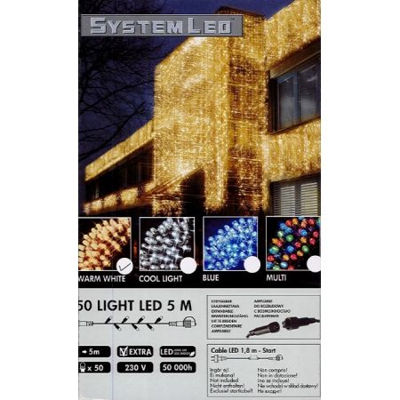 System-Led 230 V. koppelbare verlichting 50 lamps warm wit, 500cm - afbeelding 1