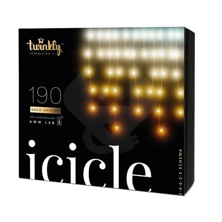 Twinkly icicle 190L cold/warm white - 5mx0,6m- 5,5m lead trans